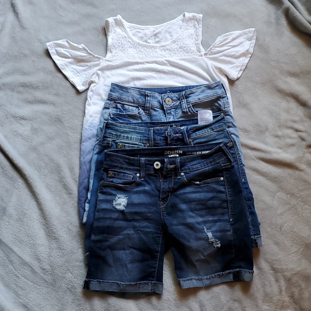 Bundle》 2Levis&1 SO Denim Shorts w/1 Justice Top.